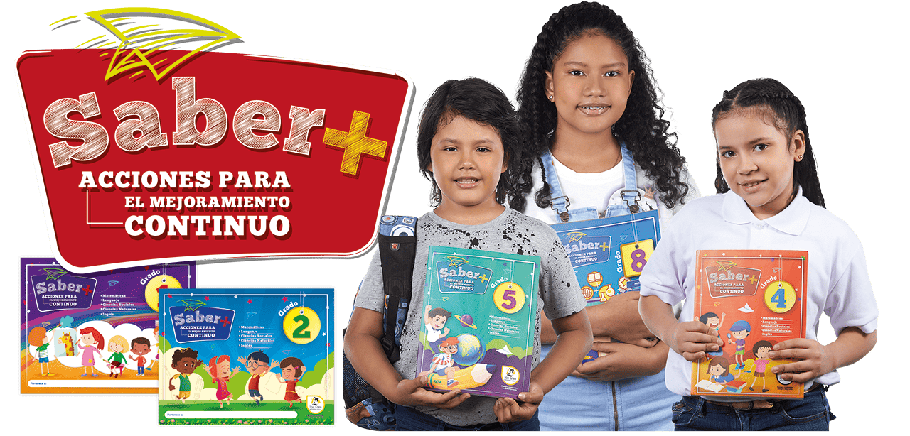 Niños con libros del Saber + en la mano