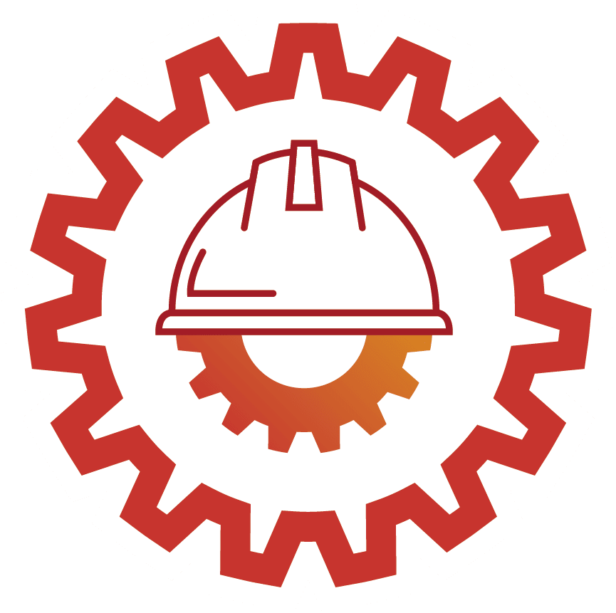 Icono de casco rojo para seguridad y salud en el trabajo
